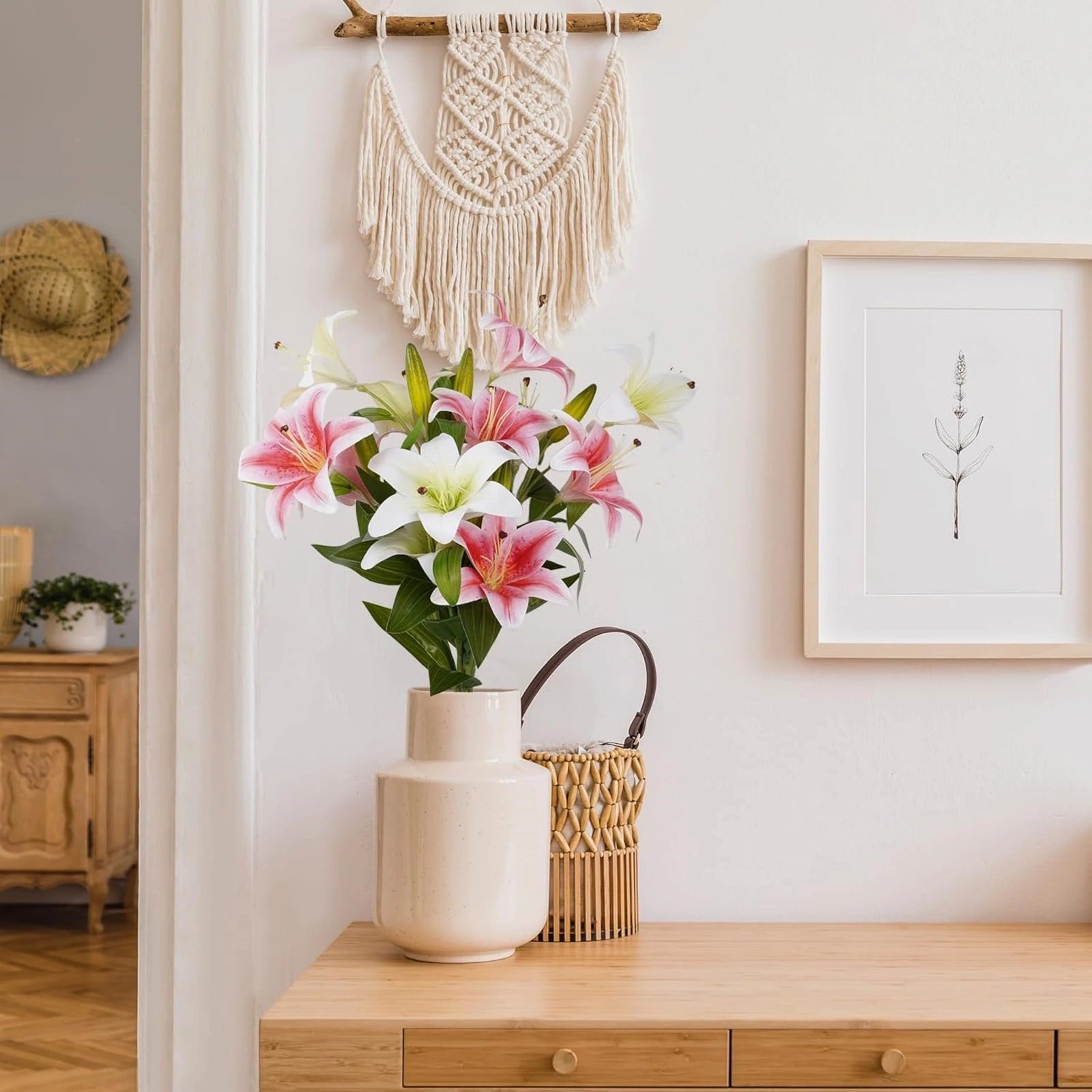 Artificial Lily Flowers 3D printed Faux Lilies 4PCS