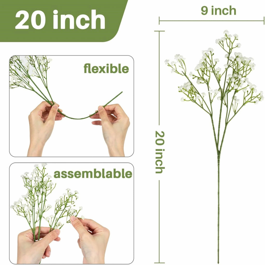 White Artificial Baby's Breath-Realistic Fake Flowers for Bouquets & Crafts 10PCS