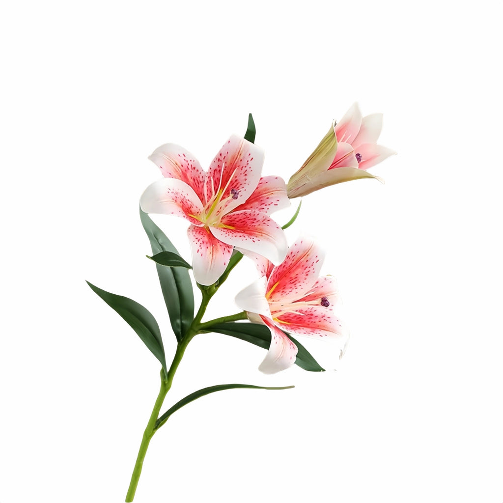 Artificial Lily Stems-Trio Bloom Flowers for Wedding & Home Decor 4pcs
