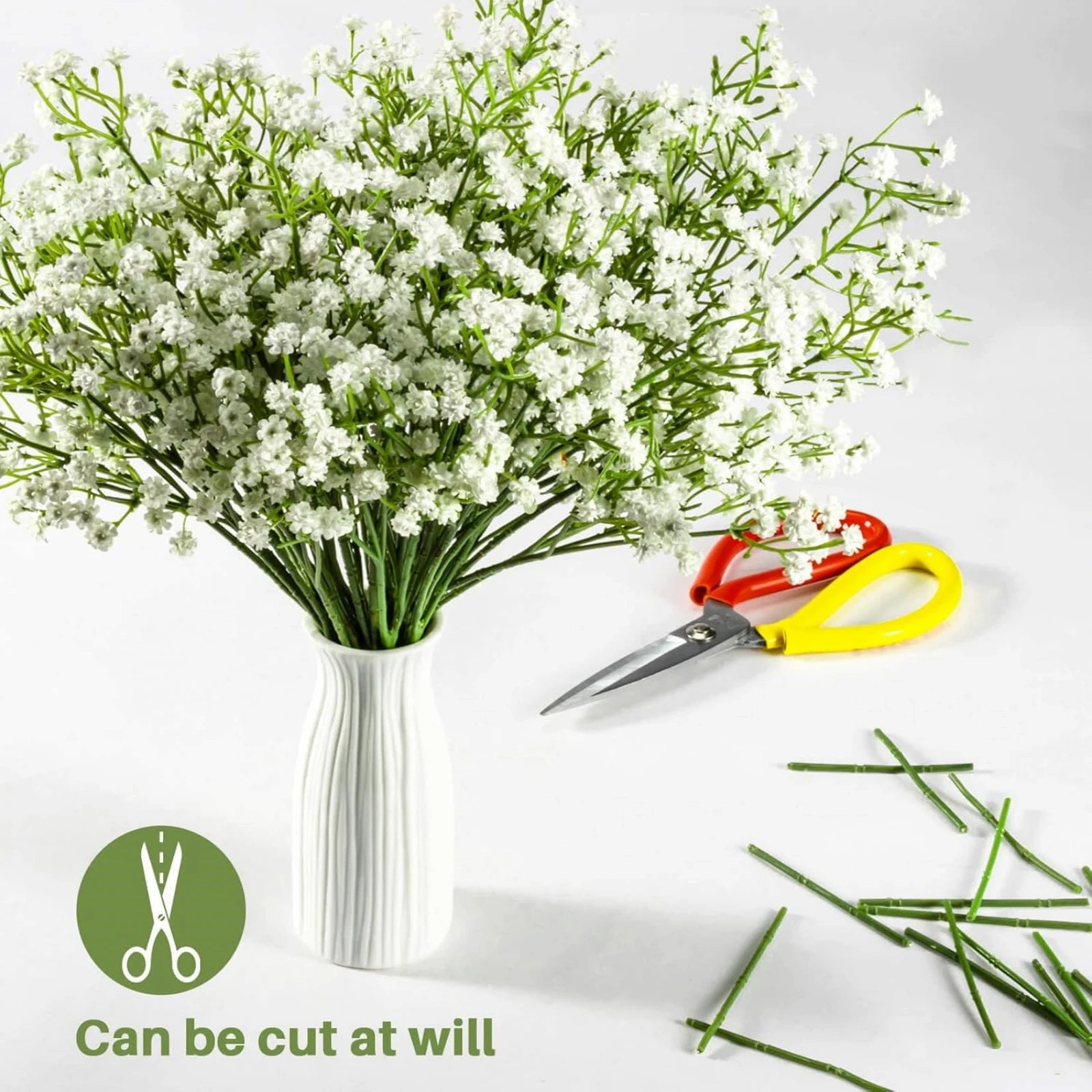White Artificial Baby's Breath-Realistic Fake Flowers for Bouquets & Crafts 10PCS