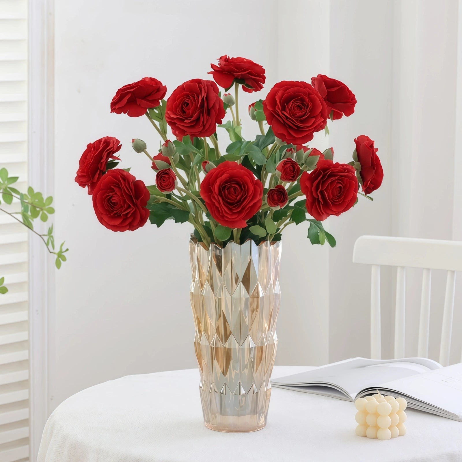 Artificial Ranunculus Bouquet-Realistic Faux Flowers 4PCS
