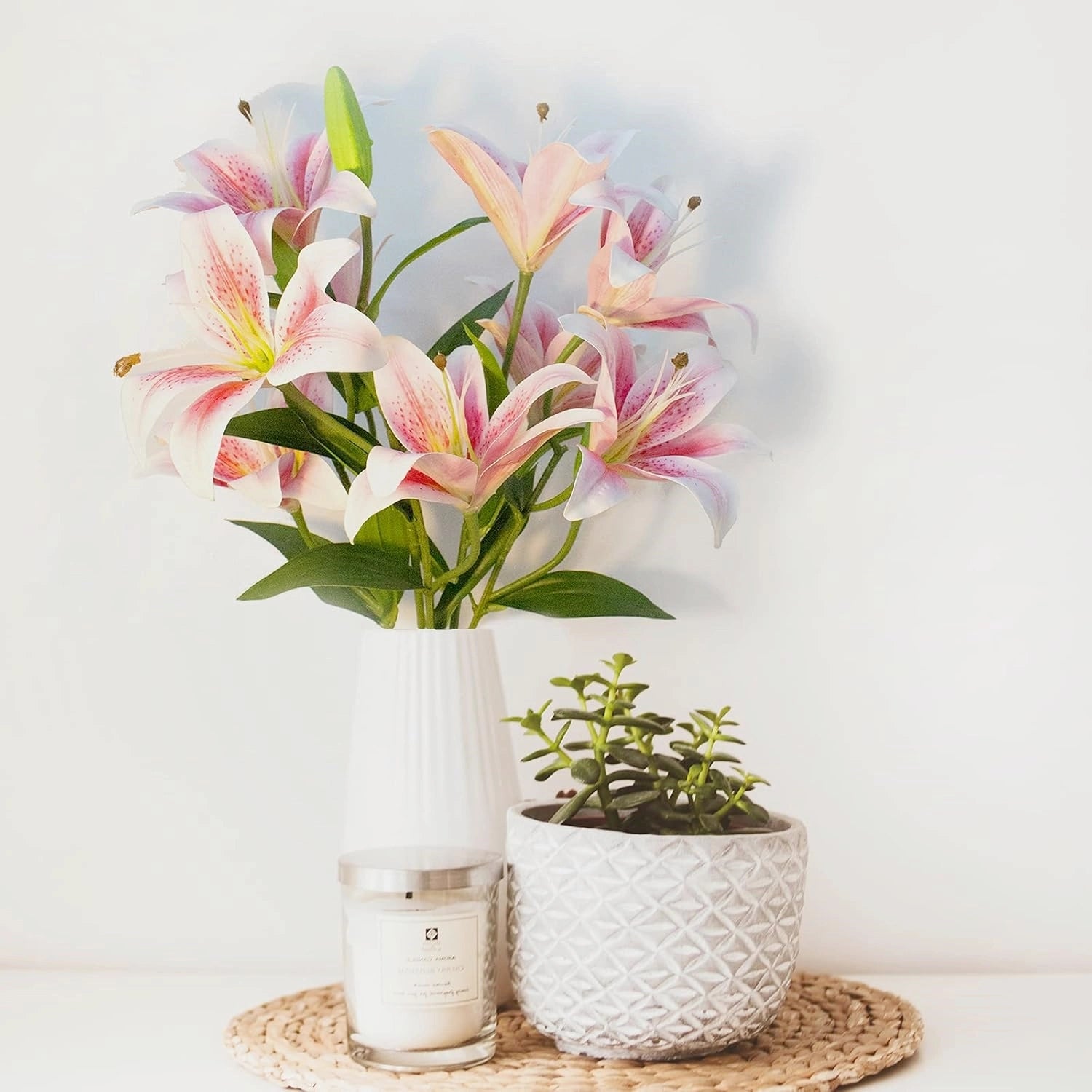 Artificial Lily Flowers 3D printed Faux Lilies 4PCS