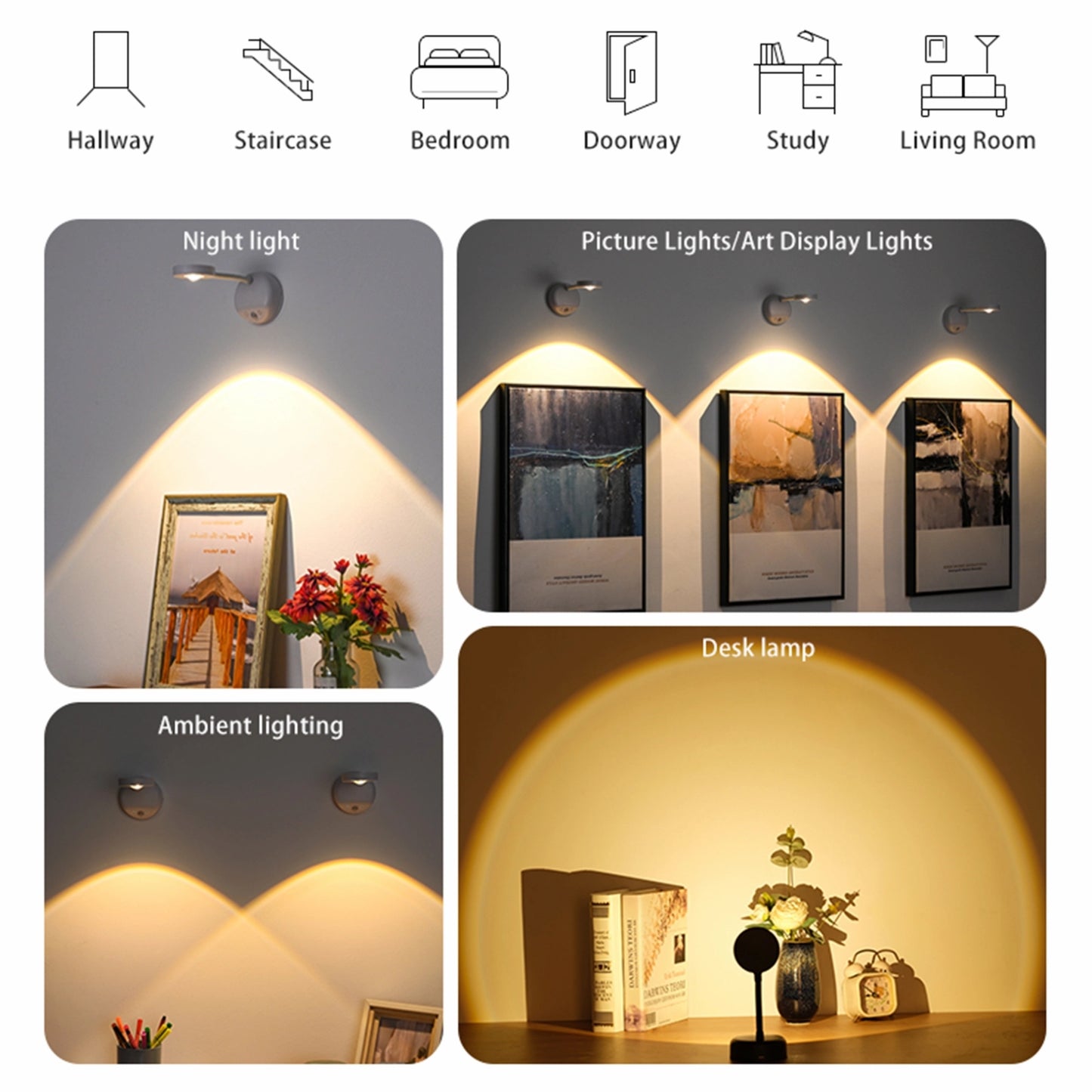 Cordless Art Picture Light | Motion Sensor Night Light for Wall & Cabinet(2 Pack)