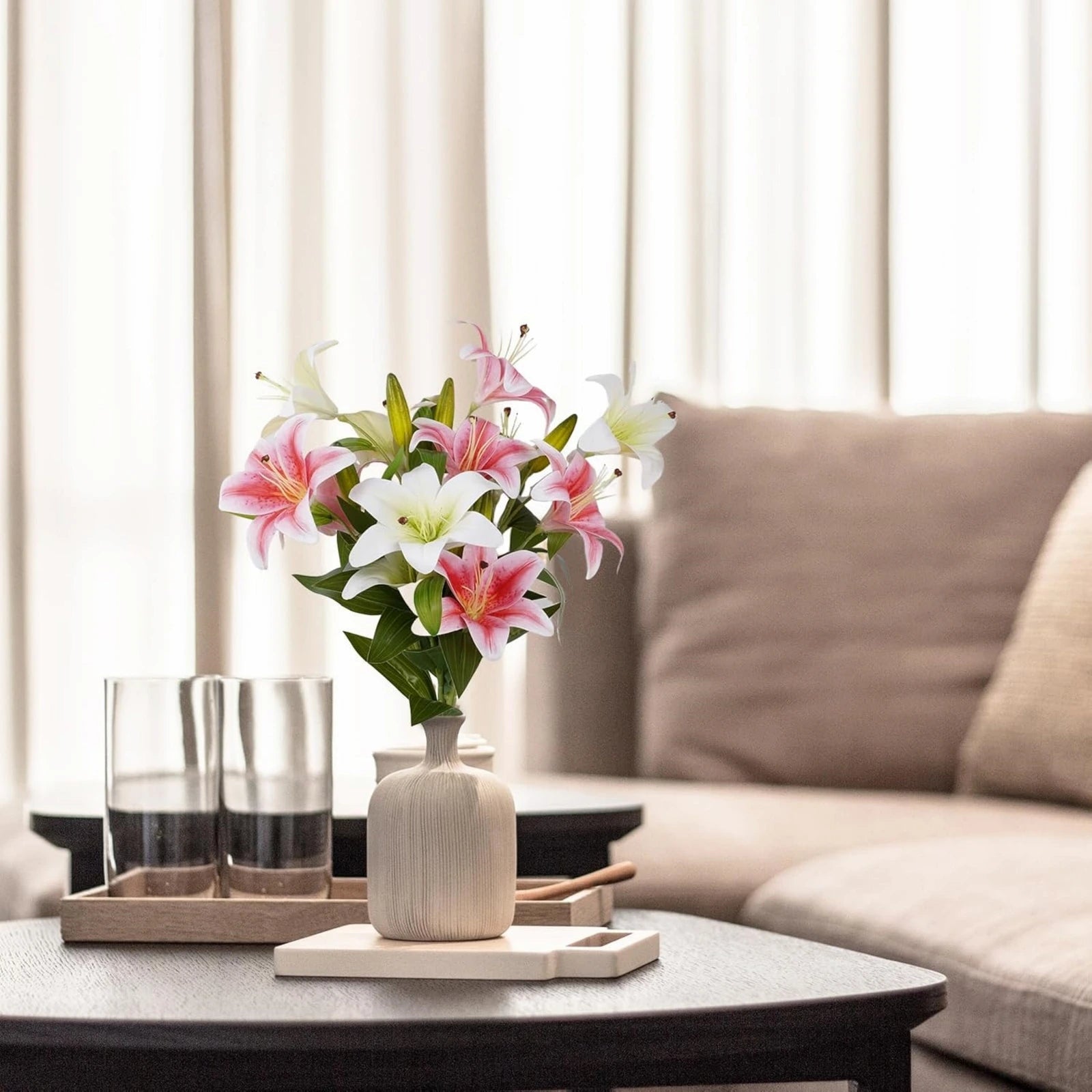 Artificial Lily Flowers 3D printed Faux Lilies 4PCS