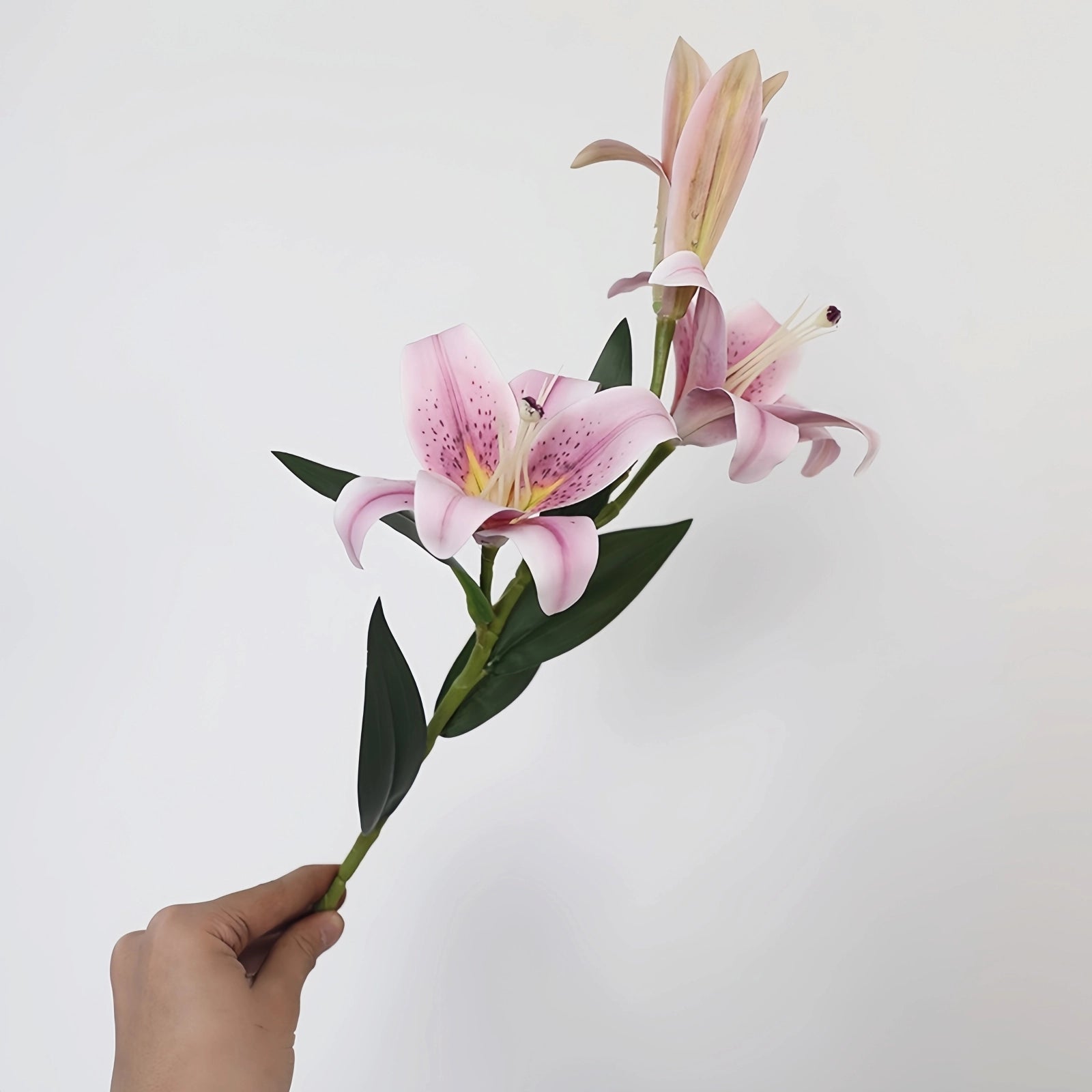 Artificial Lily Stems-Trio Bloom Flowers for Wedding & Home Decor 4pcs