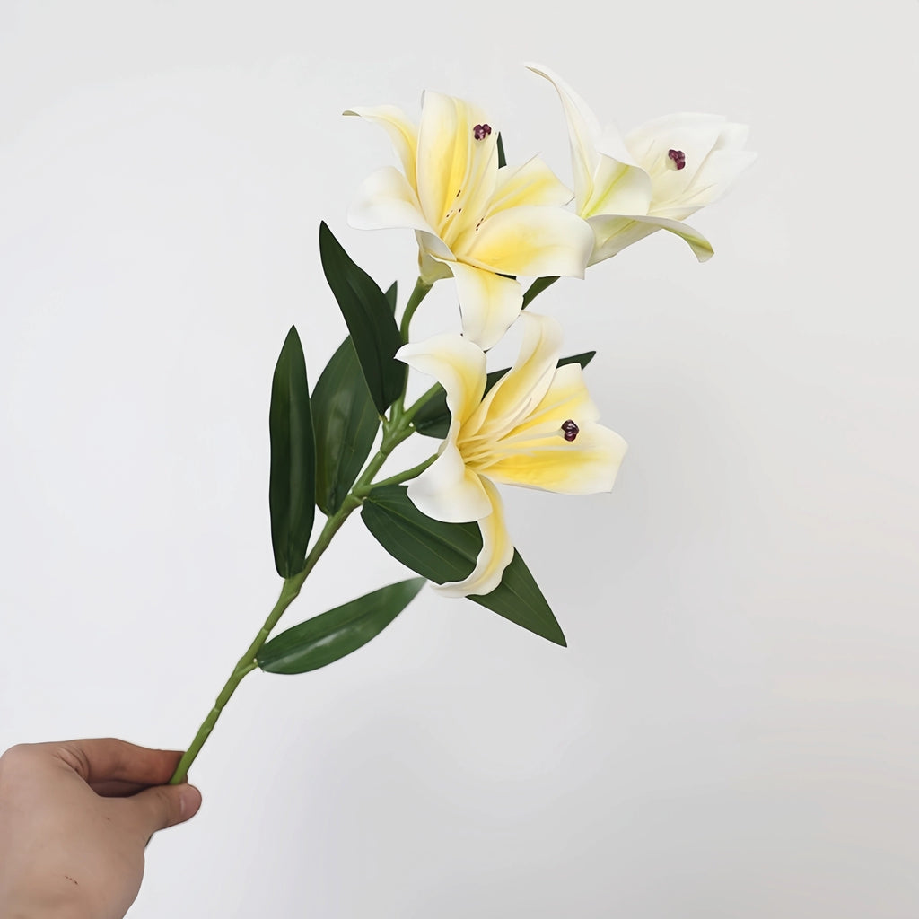 Artificial Lily Stems-Trio Bloom Flowers for Wedding & Home Decor 4pcs