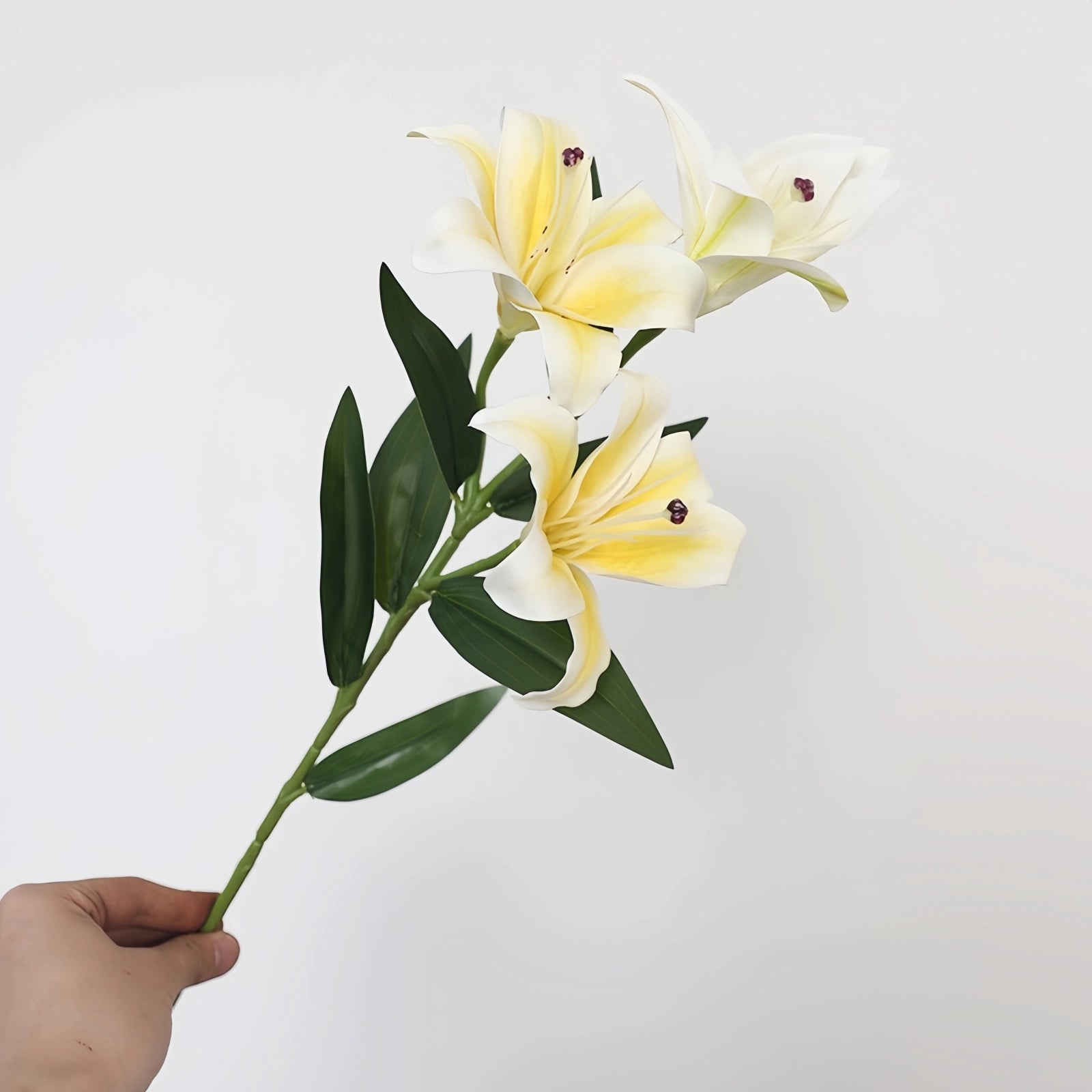 Artificial Lily Stems-Trio Bloom Flowers for Wedding & Home Decor 4pcs