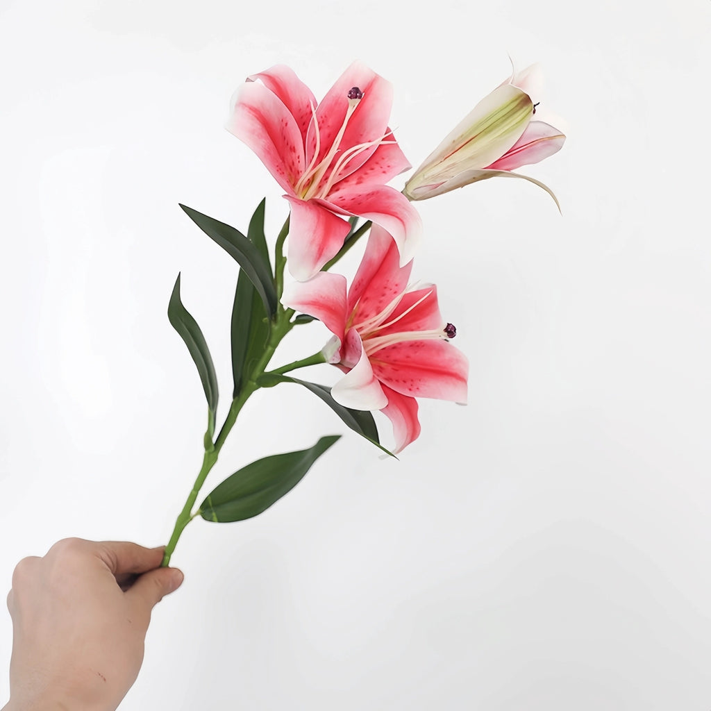 Artificial Lily Stems-Trio Bloom Flowers for Wedding & Home Decor 4pcs