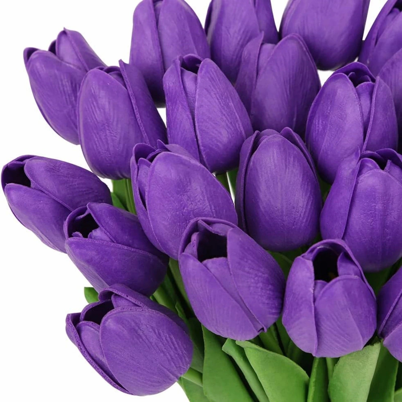 Realistic Purple Artificial Tulips PU Faux Flowers 20pcs