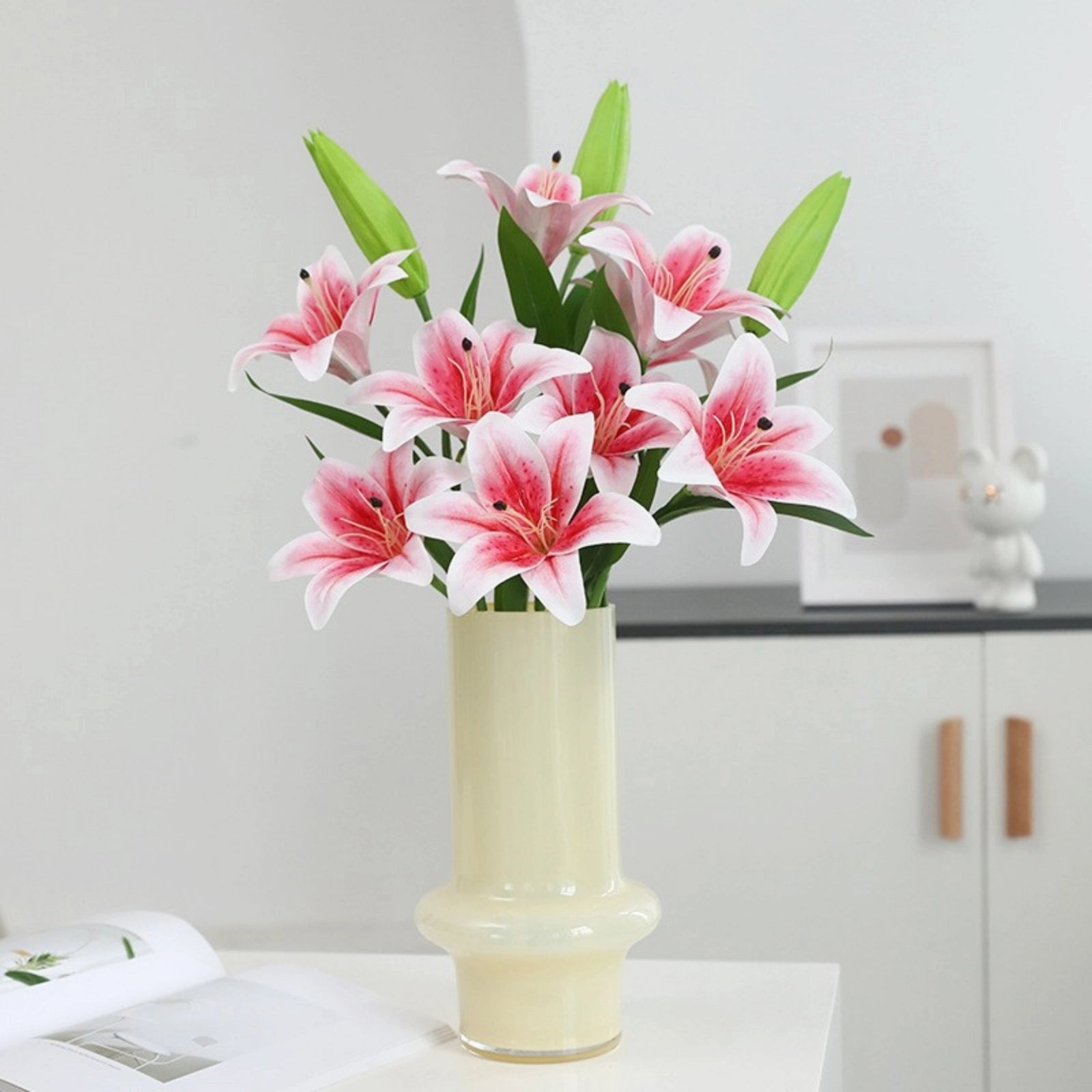 Artificial Lily Flowers 3D printed Faux Lilies 4PCS