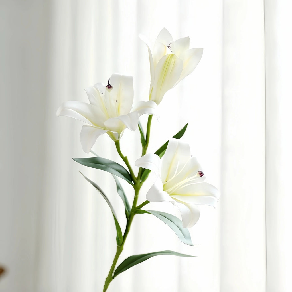 Artificial Lily Stems-Trio Bloom Flowers for Wedding & Home Decor 4pcs