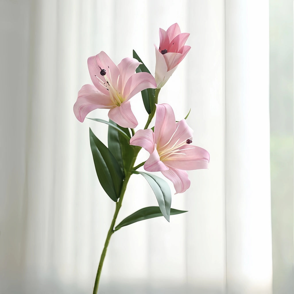 Artificial Lily Stems-Trio Bloom Flowers for Wedding & Home Decor 4pcs