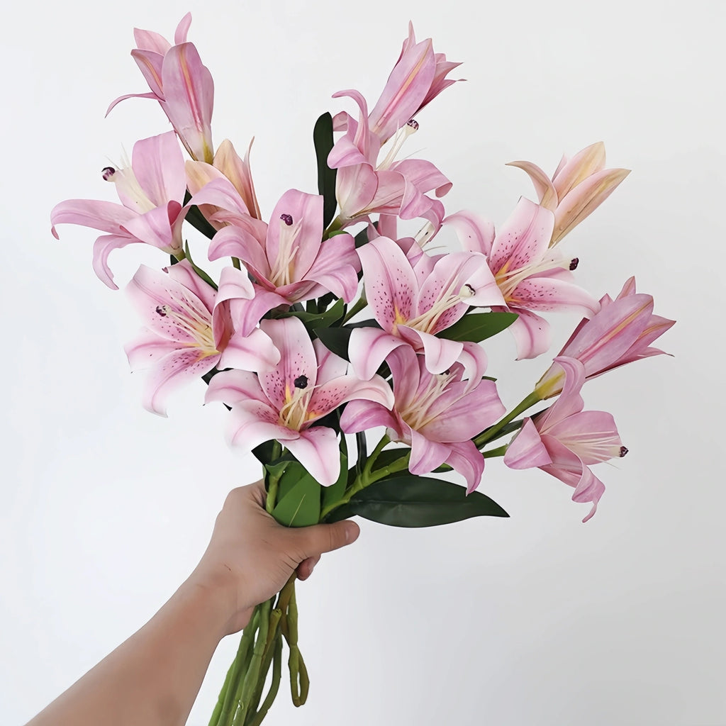Artificial Lily Stems-Trio Bloom Flowers for Wedding & Home Decor 4pcs