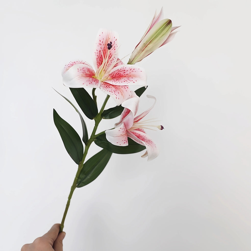 Artificial Lily Stems-Trio Bloom Flowers for Wedding & Home Decor 4pcs