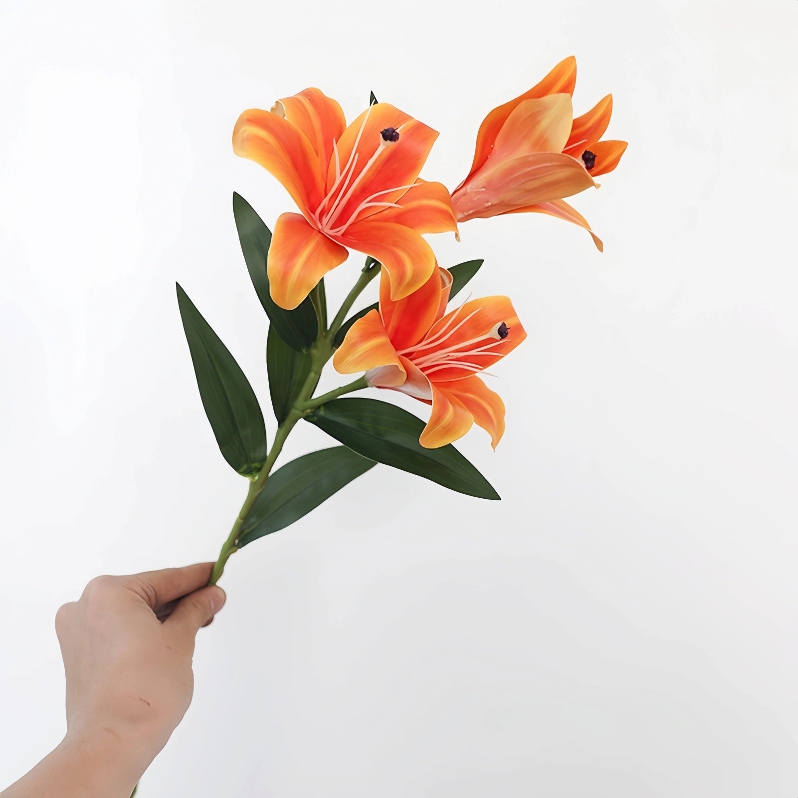 Artificial Lily Stems-Trio Bloom Flowers for Wedding & Home Decor 4pcs