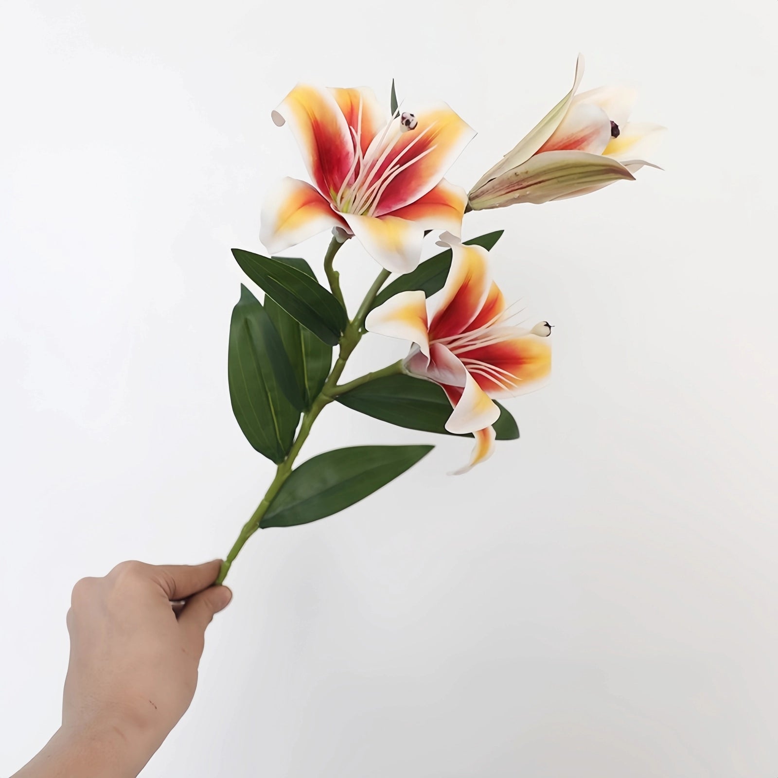 Artificial Lily Stems-Trio Bloom Flowers for Wedding & Home Decor 4pcs