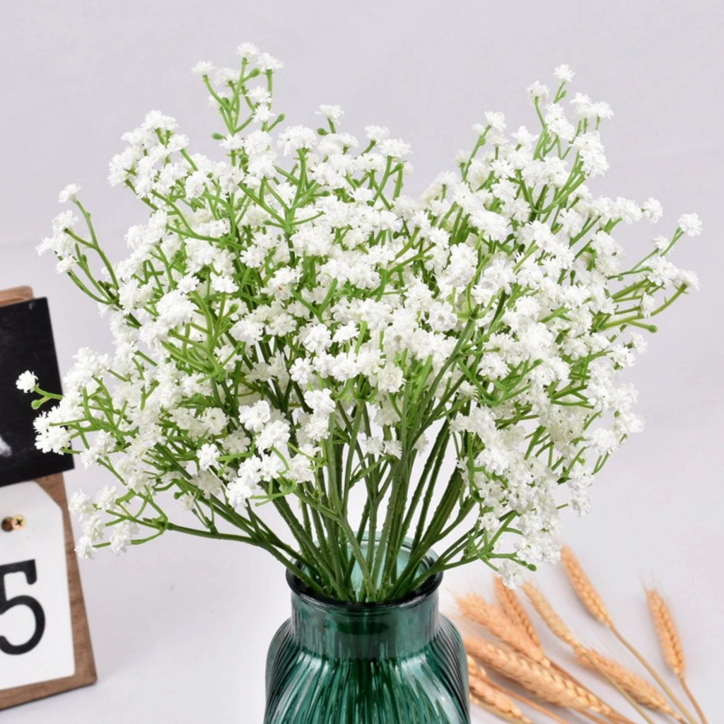 White Artificial Baby's Breath-Realistic Fake Flowers for Bouquets & Crafts 10PCS