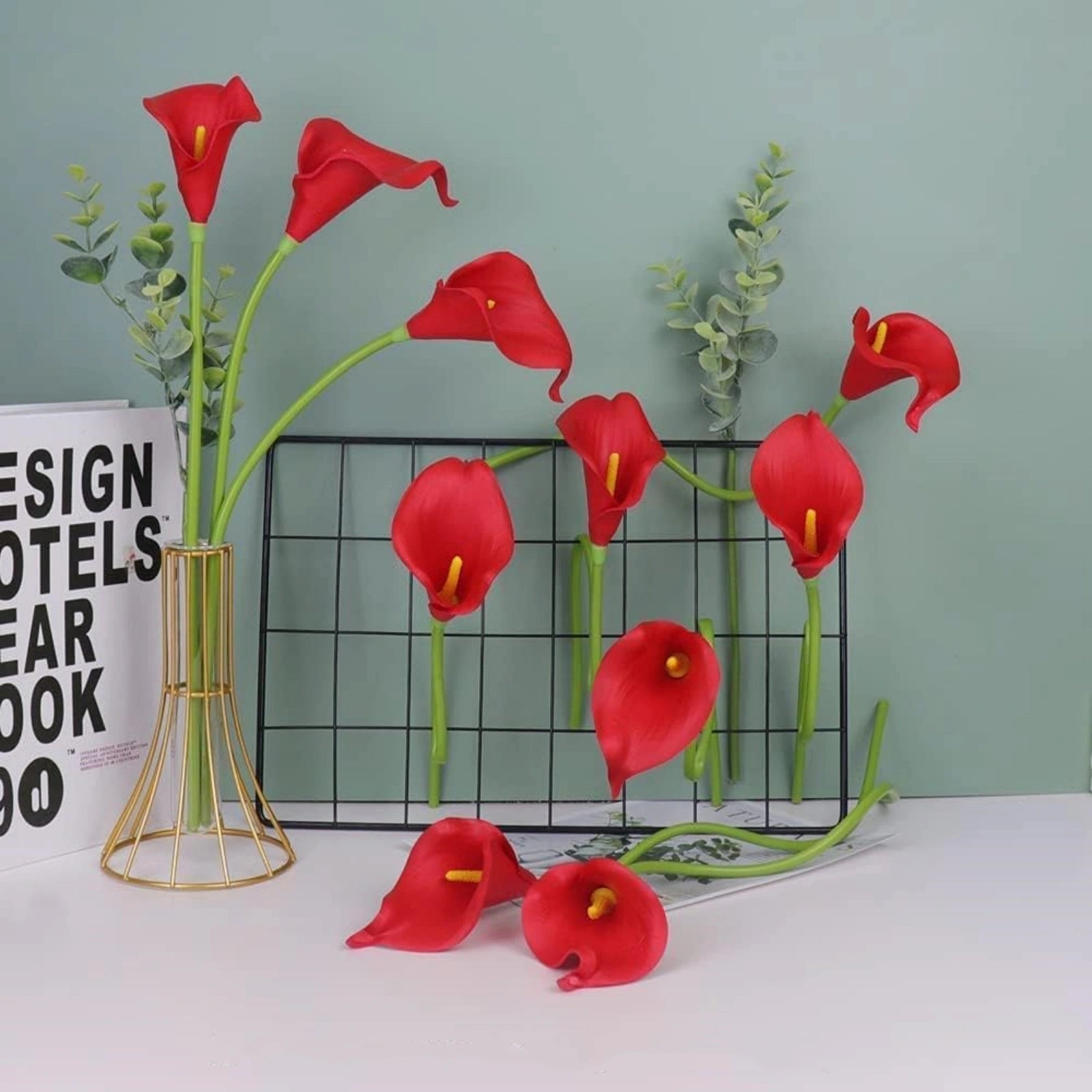Red Calla Lilies Artificial Flowers 20pcs