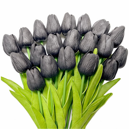 Realistic Black Artificial Tulips Flowers 20pcs