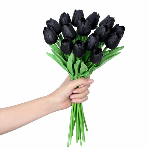 Realistic Black Artificial Tulips Flowers 20pcs