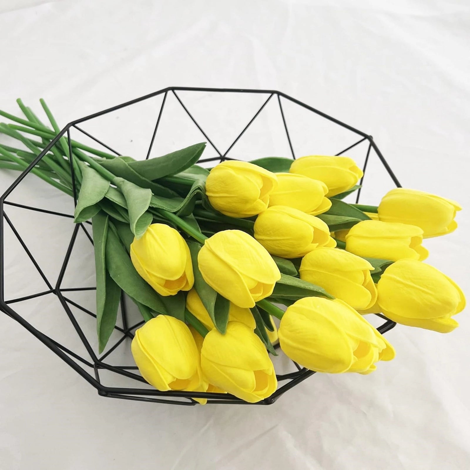 Yellow Artificial Tulips Faux Flowers 20pcs