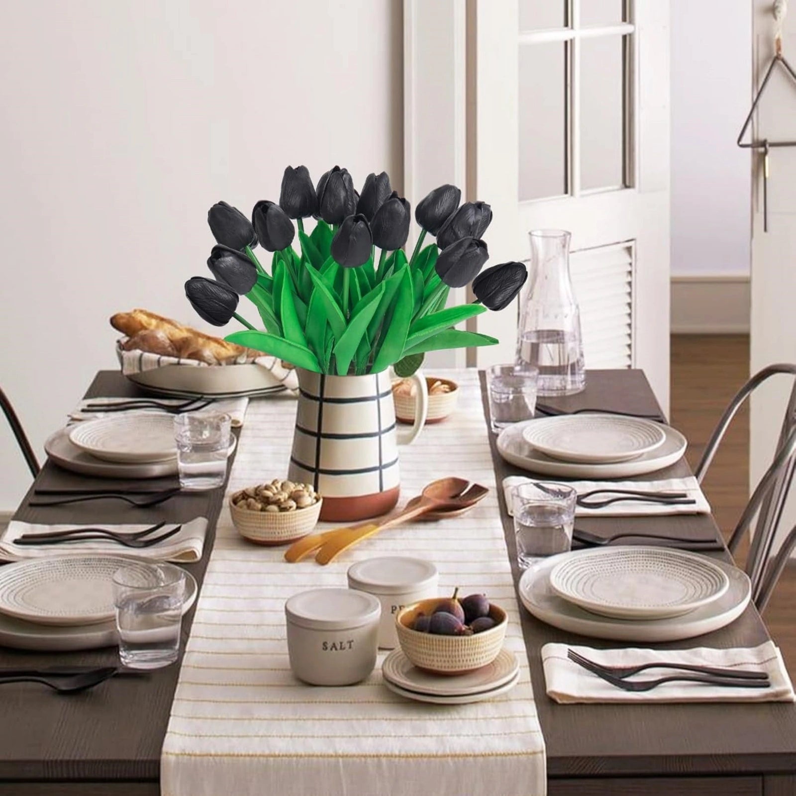 Realistic Black Artificial Tulips Flowers 20pcs