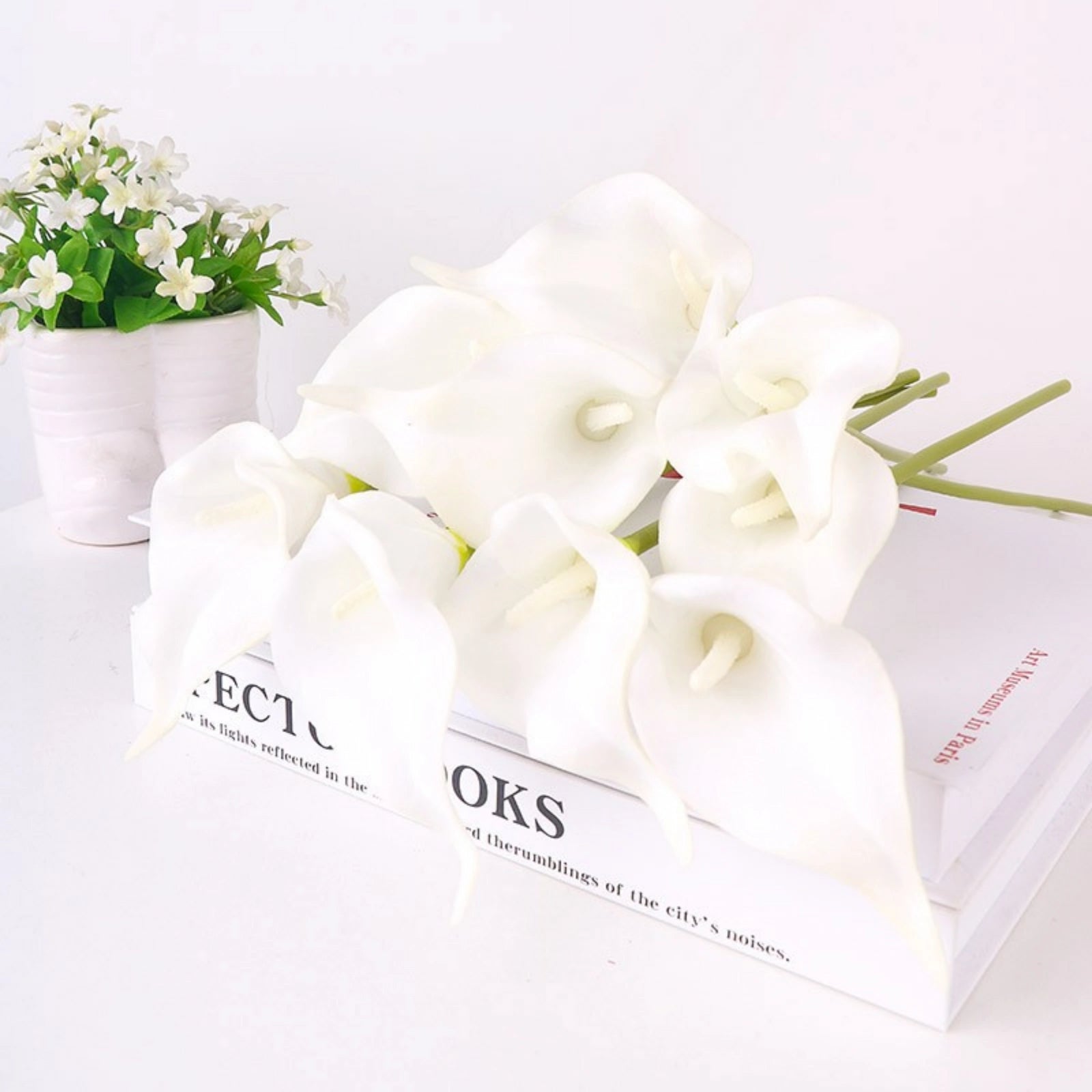White Artificial Calla Lilies Faux Flowers 20pcs