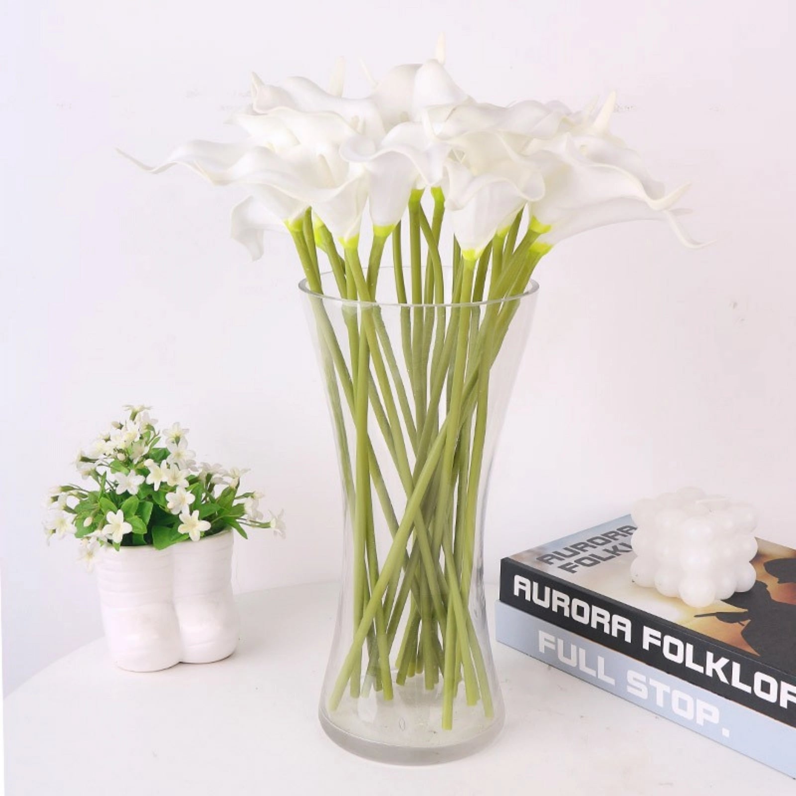 White Artificial Calla Lilies Faux Flowers 20pcs