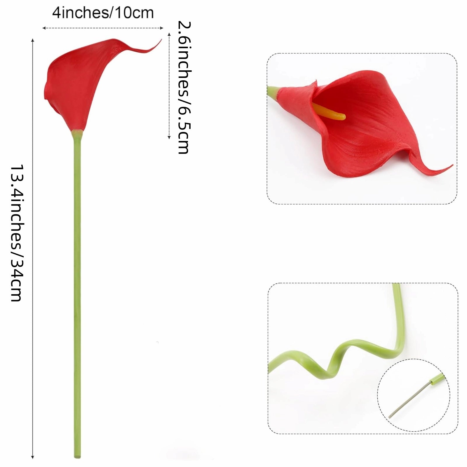 Red Calla Lilies Artificial Flowers 20pcs
