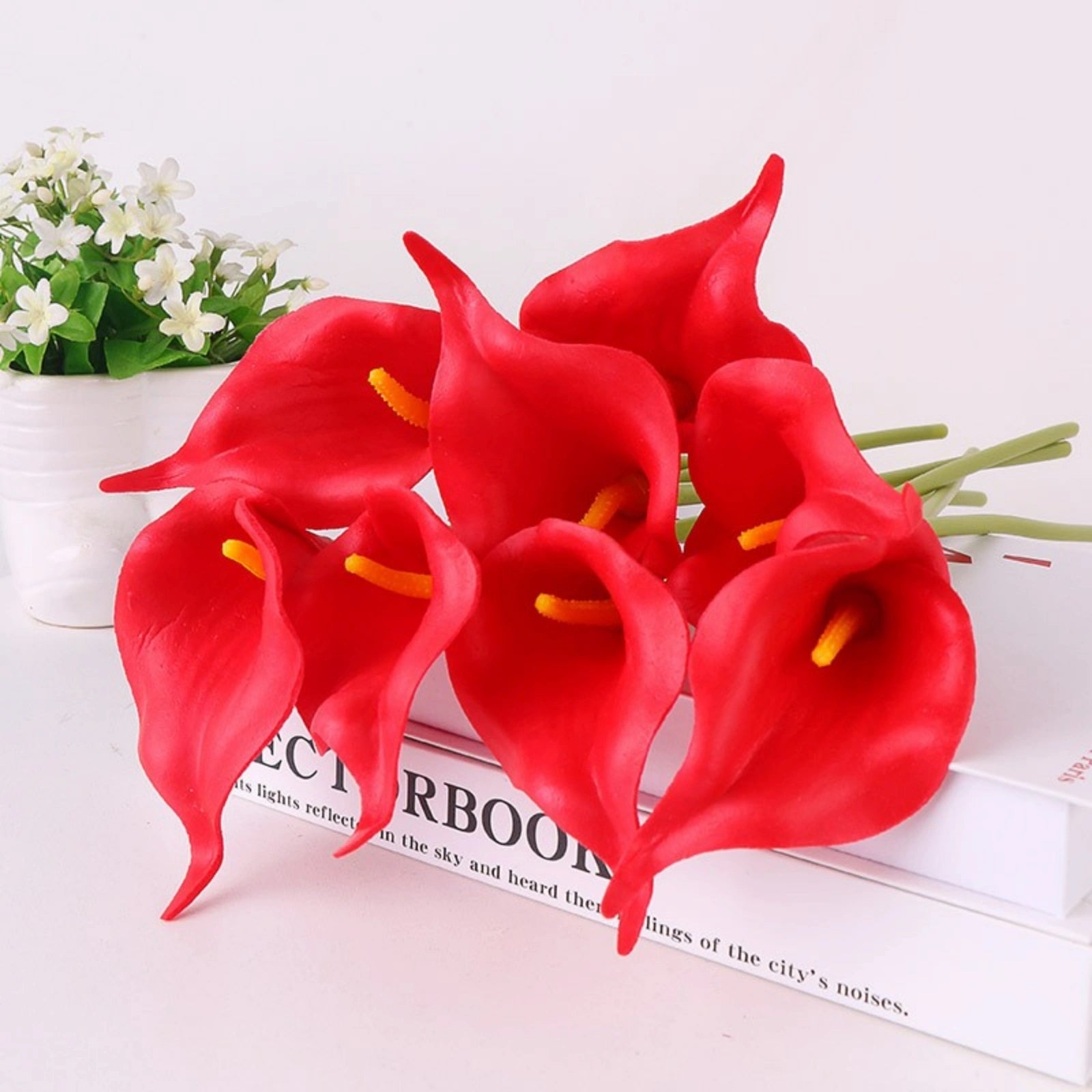 Red Calla Lilies Artificial Flowers 20pcs