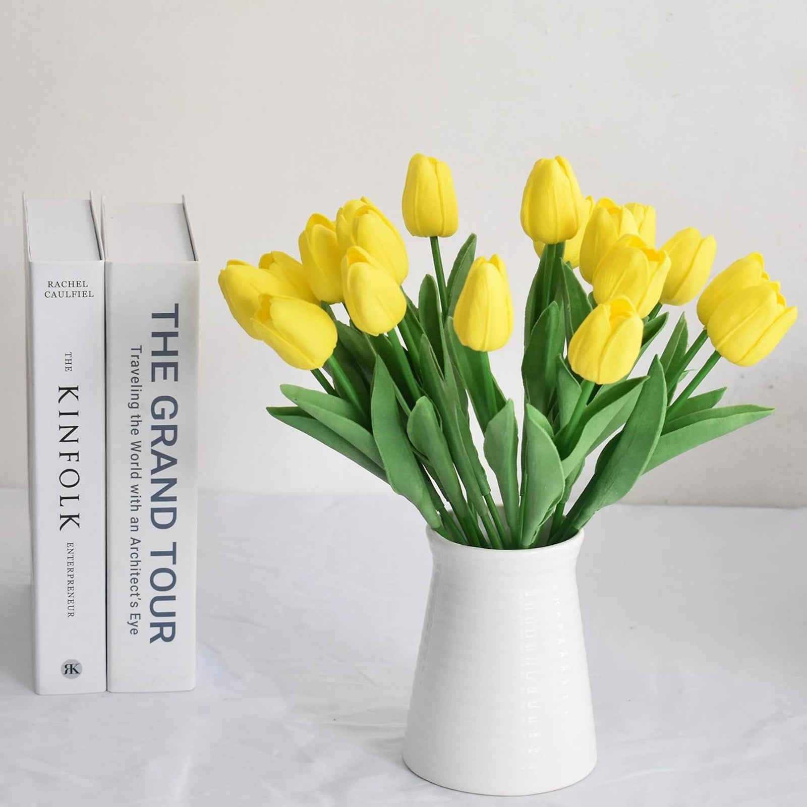 Yellow Artificial Tulips Faux Flowers 20pcs