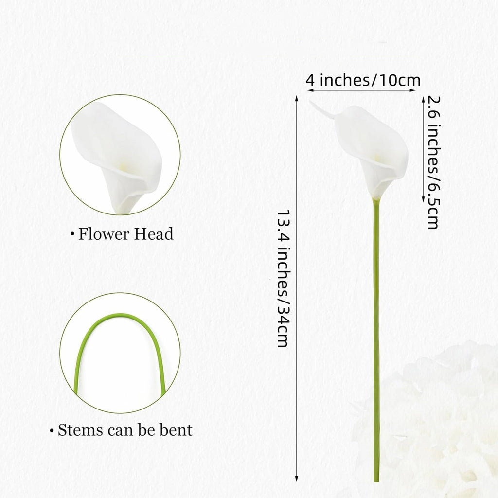 White Artificial Calla Lilies Faux Flowers 20pcs