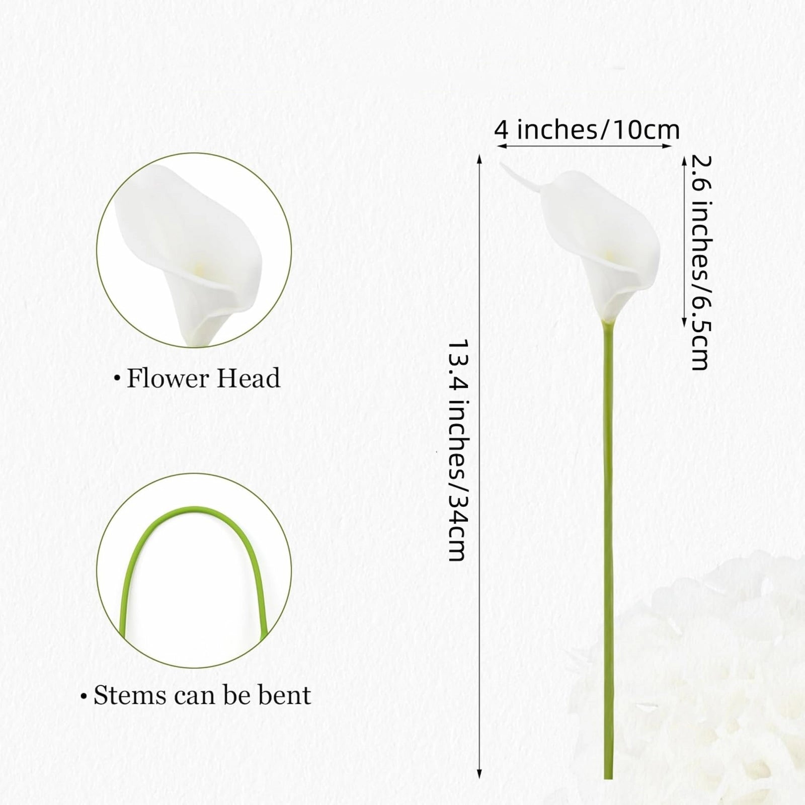 White Artificial Calla Lilies Faux Flowers 20pcs