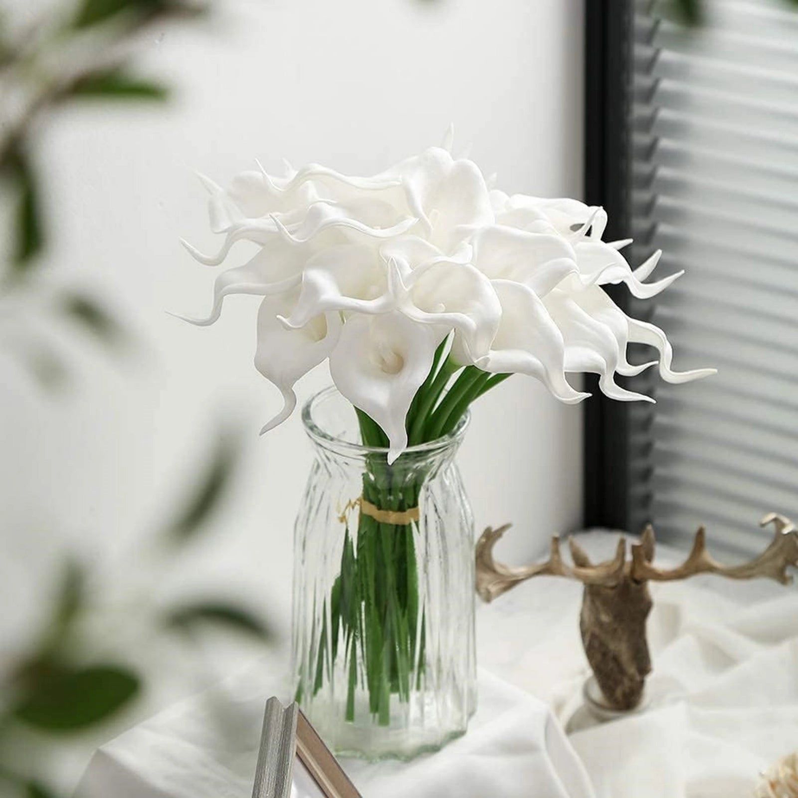 White Artificial Calla Lilies Faux Flowers 20pcs