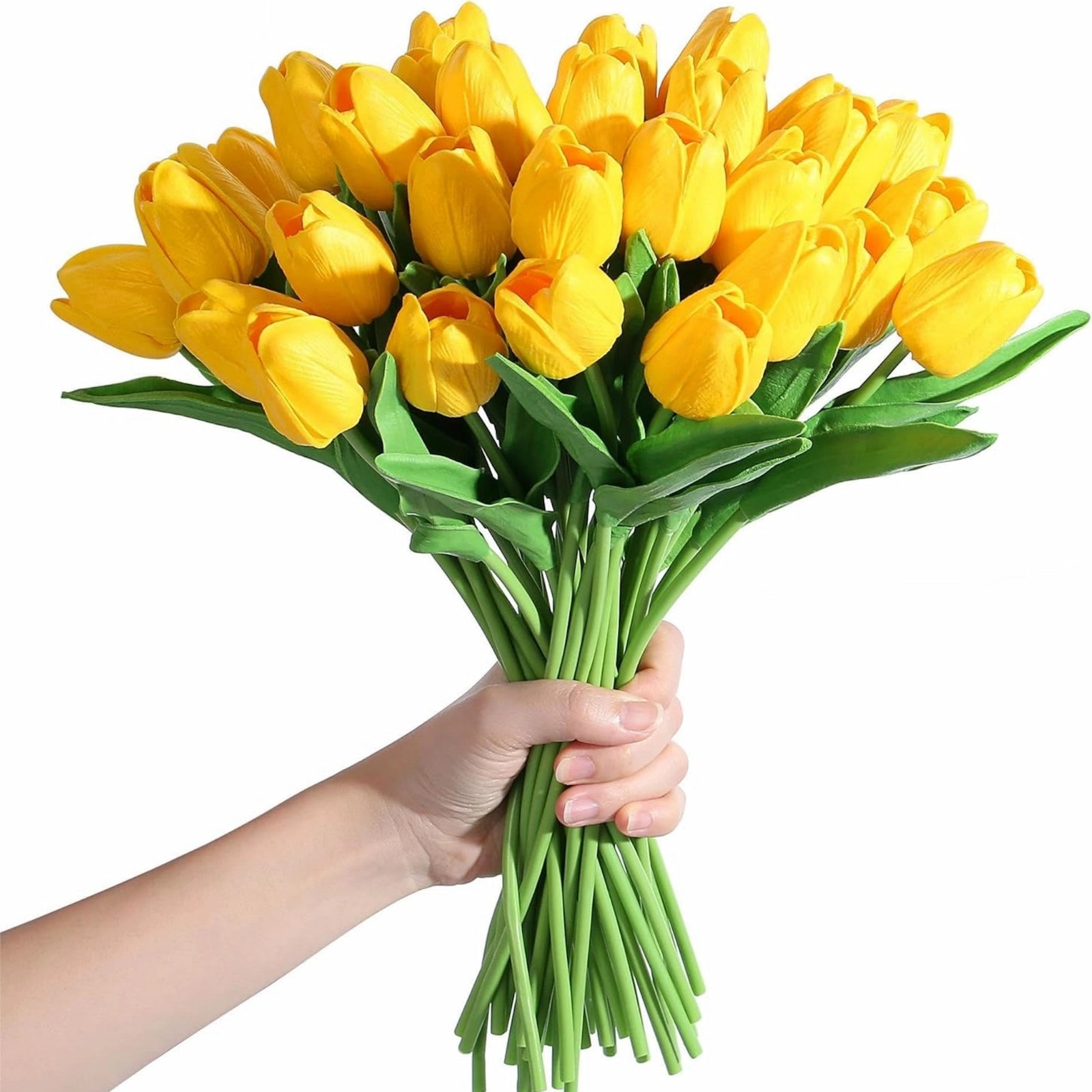 Yellow Artificial Tulips Faux Flowers 20pcs