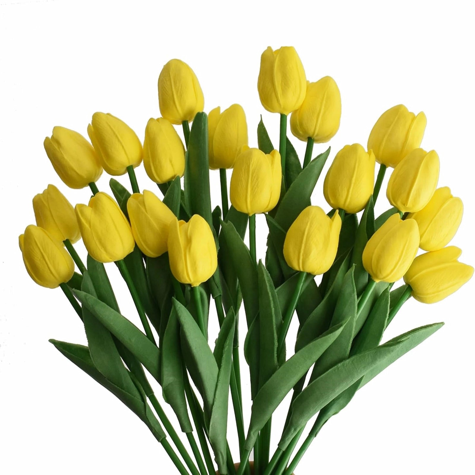 Yellow Artificial Tulips Faux Flowers 20pcs